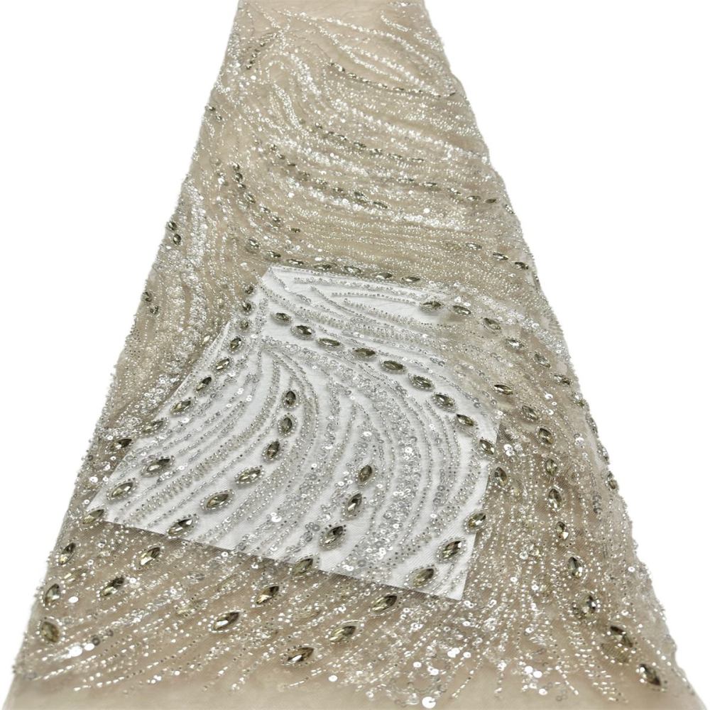 Beaded Tulle Fabric - 5 Yards - Embellished Fabric for Prom Dresses | HN788