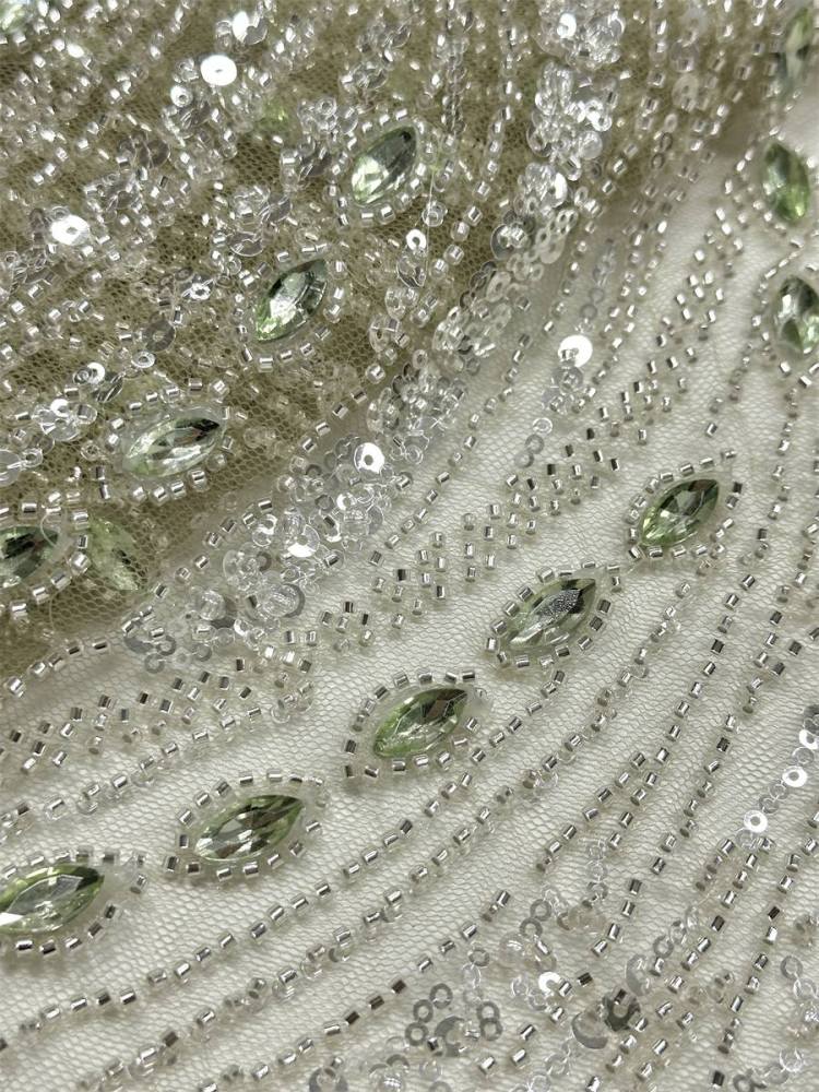 Beaded Tulle Fabric - 5 Yards - Embellished Fabric for Prom Dresses | HN788