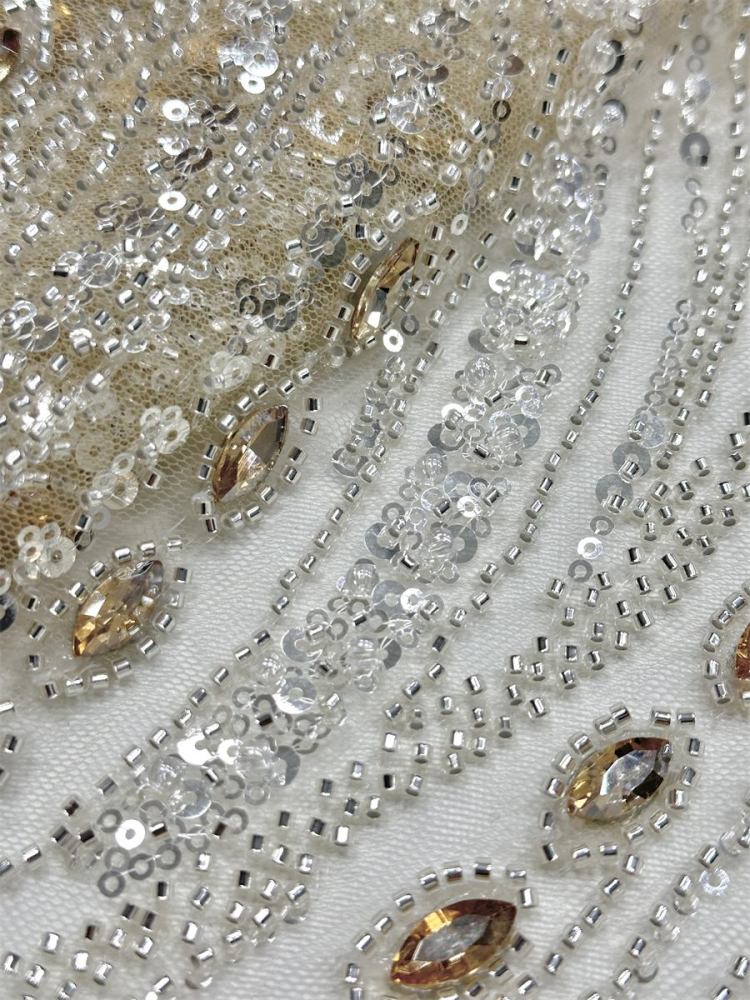 Beaded Tulle Fabric - 5 Yards - Embellished Fabric for Prom Dresses | HN788