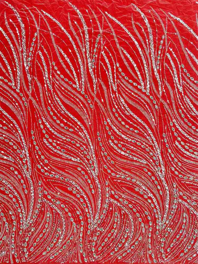 Beaded Tulle Fabric - 5 Yards - Embellished Fabric for Prom Dresses | HN788