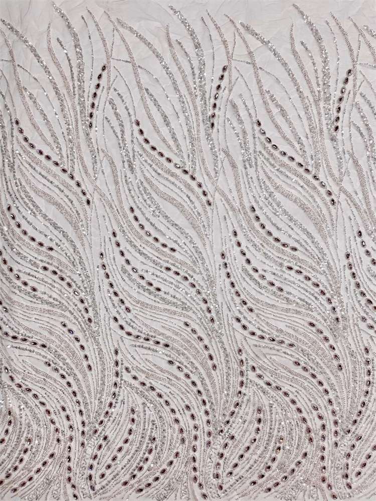Beaded Tulle Fabric - 5 Yards - Embellished Fabric for Prom Dresses | HN788