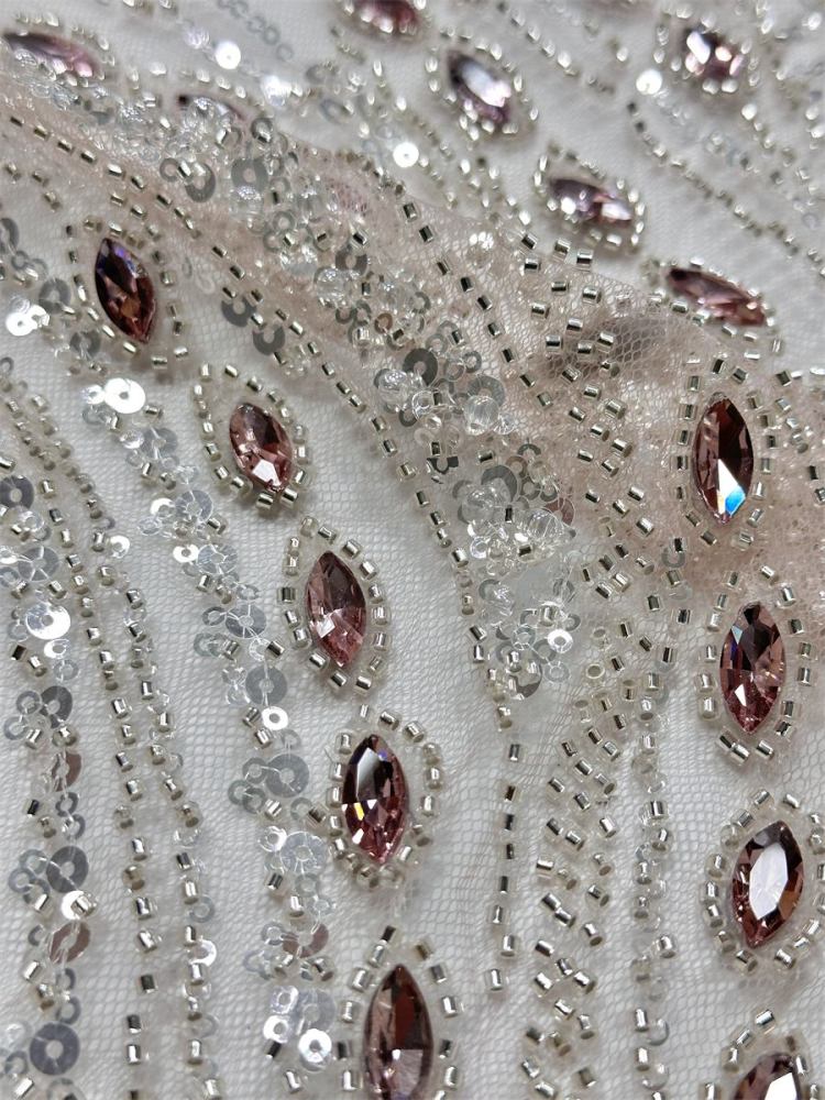 Beaded Tulle Fabric - 5 Yards - Embellished Fabric for Prom Dresses | HN788