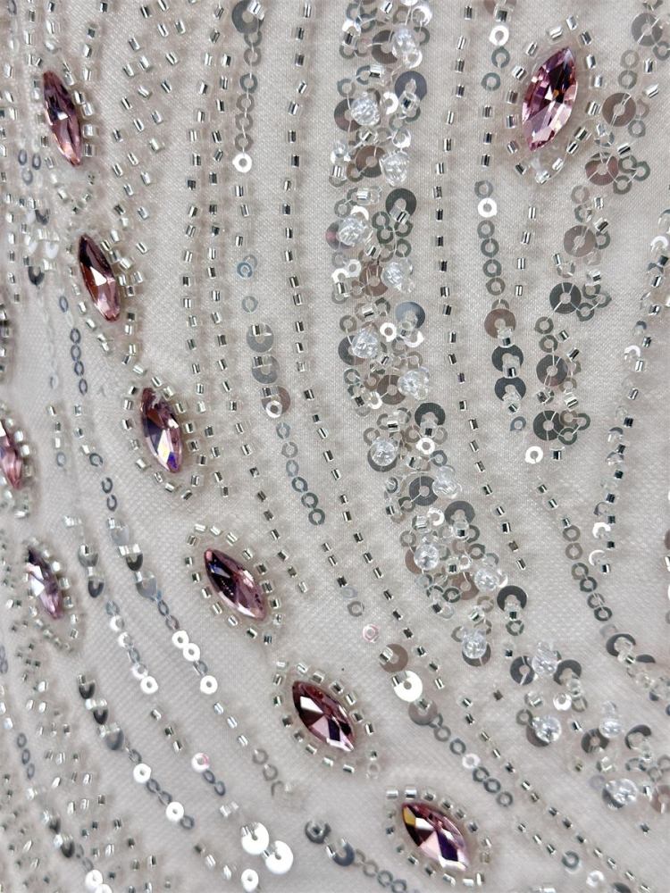 Beaded Tulle Fabric - 5 Yards - Embellished Fabric for Prom Dresses | HN788