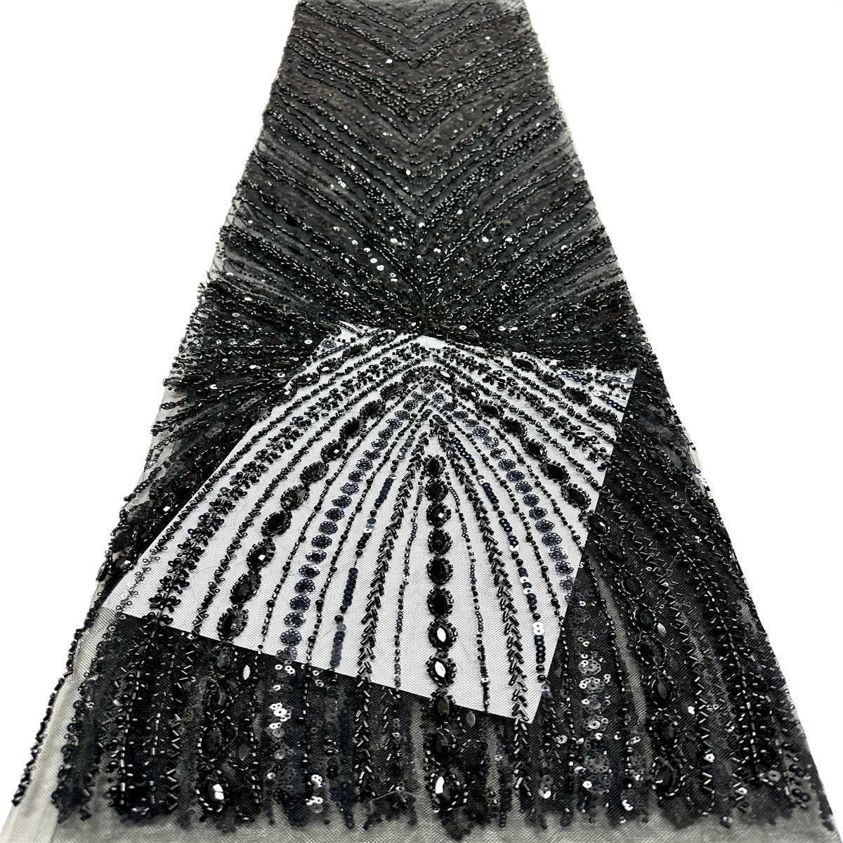 Beaded Tulle Fabric - 5 Yards - Embellished Fabric for Prom Dresses | HN789