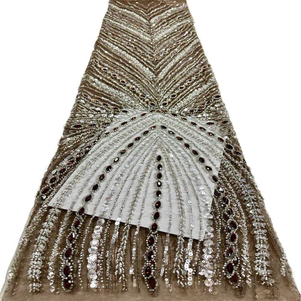 Beaded Tulle Fabric - 5 Yards - Embellished Fabric for Prom Dresses | HN789