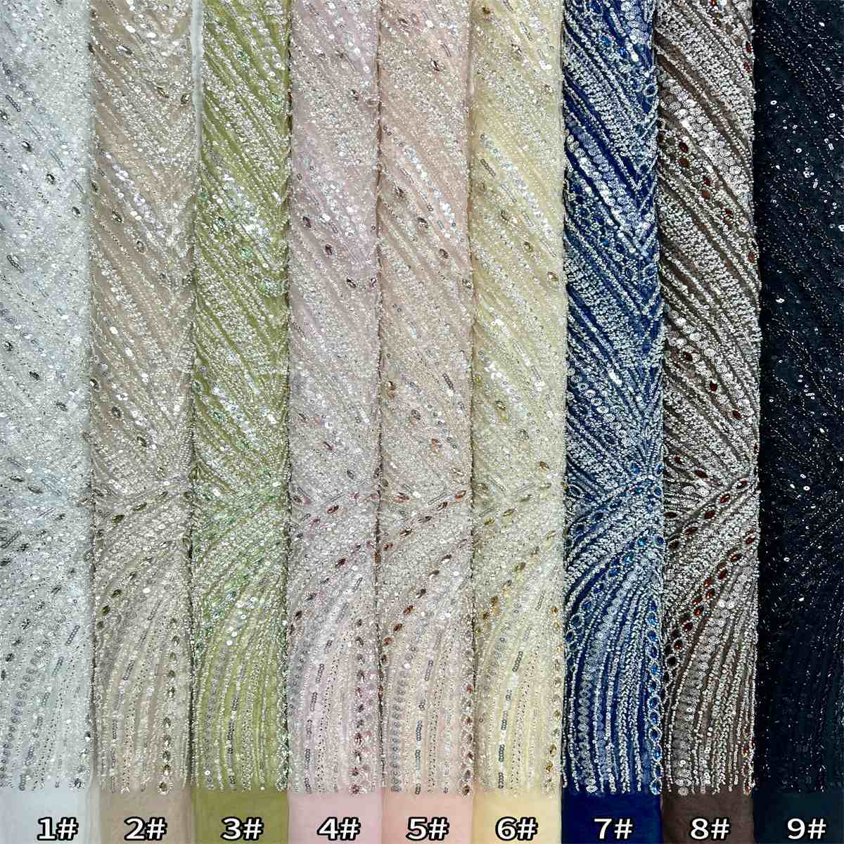 Beaded Tulle Fabric - 5 Yards - Embellished Fabric for Prom Dresses | HN789