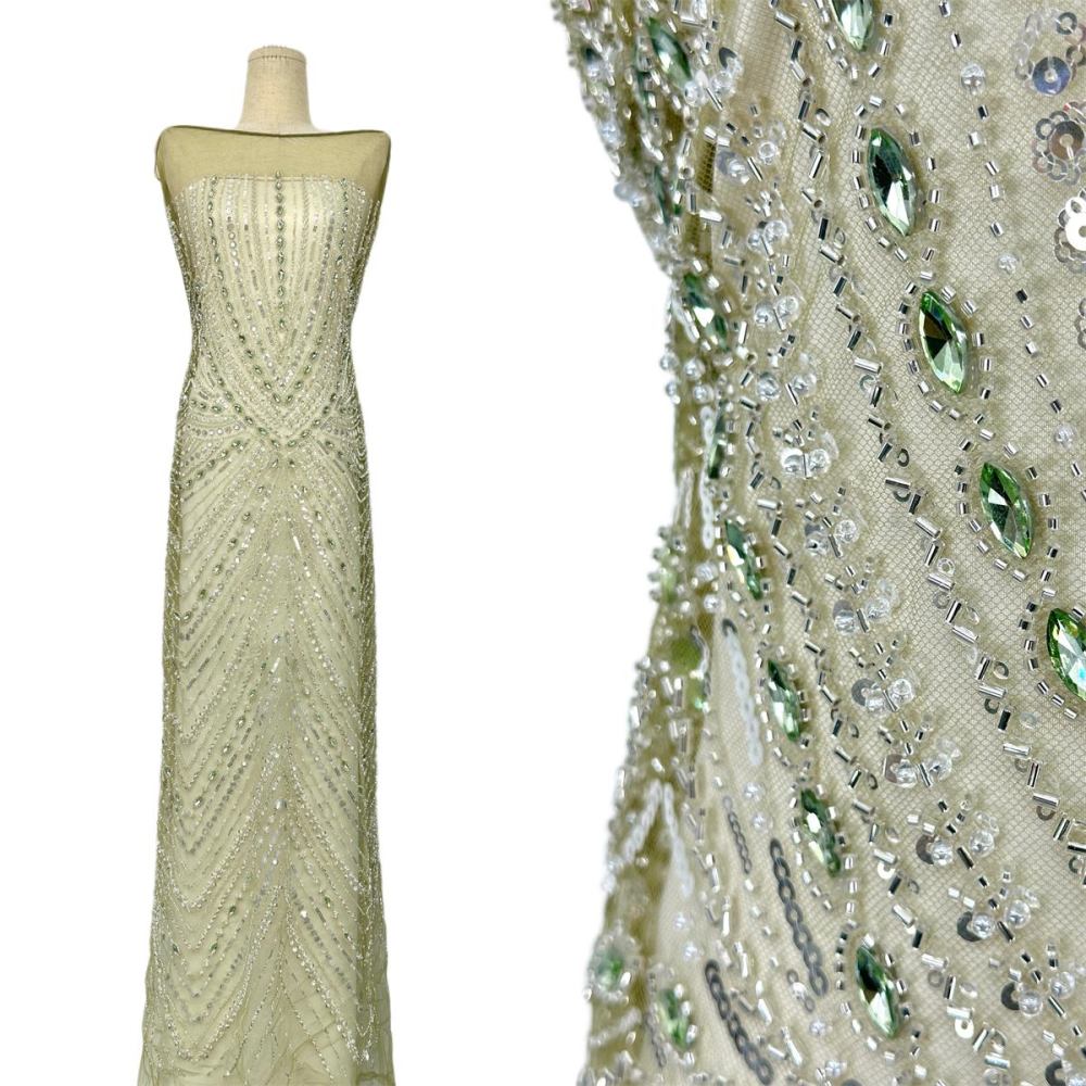 Beaded Tulle Fabric - 5 Yards - Embellished Fabric for Prom Dresses | HN789