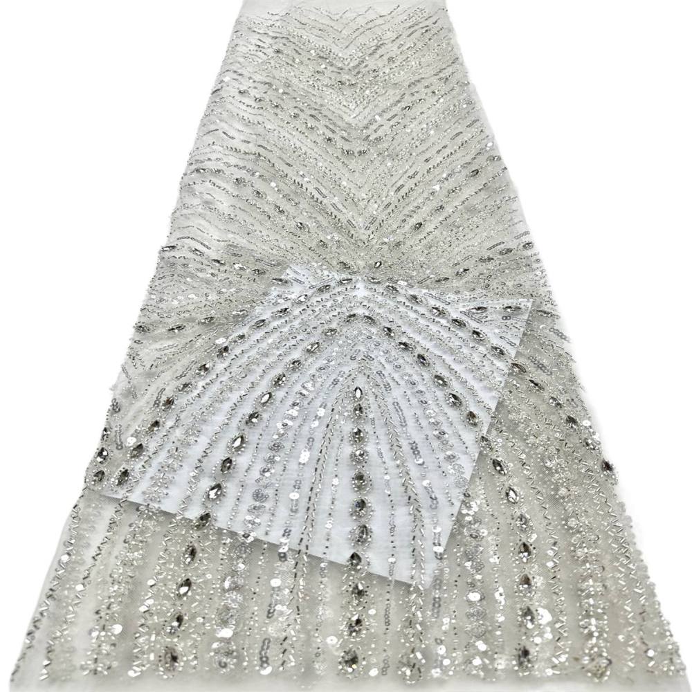 Beaded Tulle Fabric - 5 Yards - Embellished Fabric for Prom Dresses | HN789