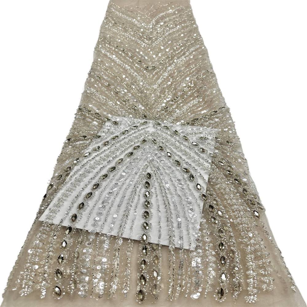 Beaded Tulle Fabric - 5 Yards - Embellished Fabric for Prom Dresses | HN789