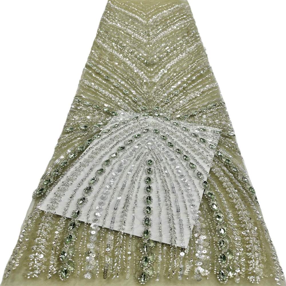Beaded Tulle Fabric - 5 Yards - Embellished Fabric for Prom Dresses | HN789