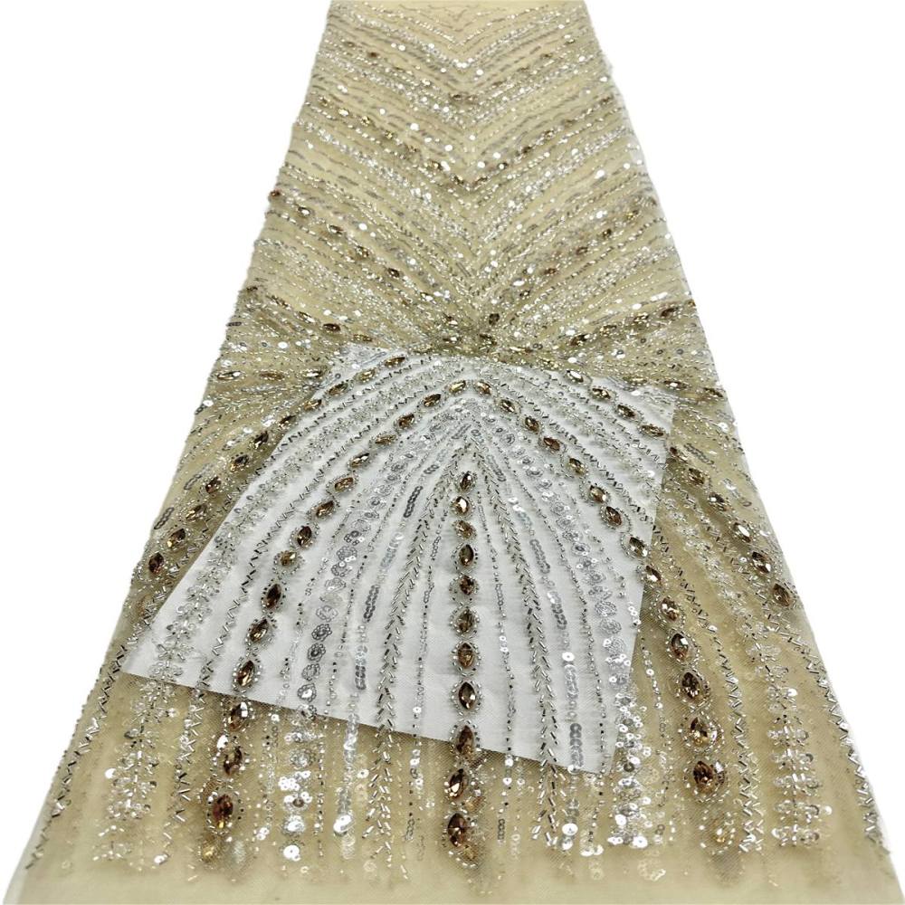 Beaded Tulle Fabric - 5 Yards - Embellished Fabric for Prom Dresses | HN789
