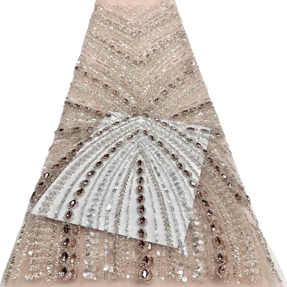 Beaded Tulle Fabric - 5 Yards - Embellished Fabric for Prom Dresses | HN789