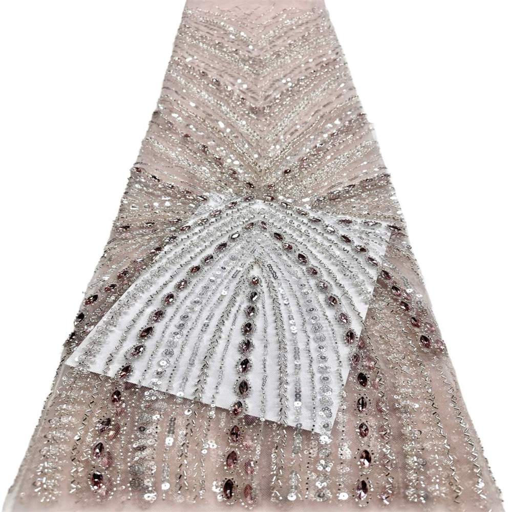 Beaded Tulle Fabric - 5 Yards - Embellished Fabric for Prom Dresses | HN789