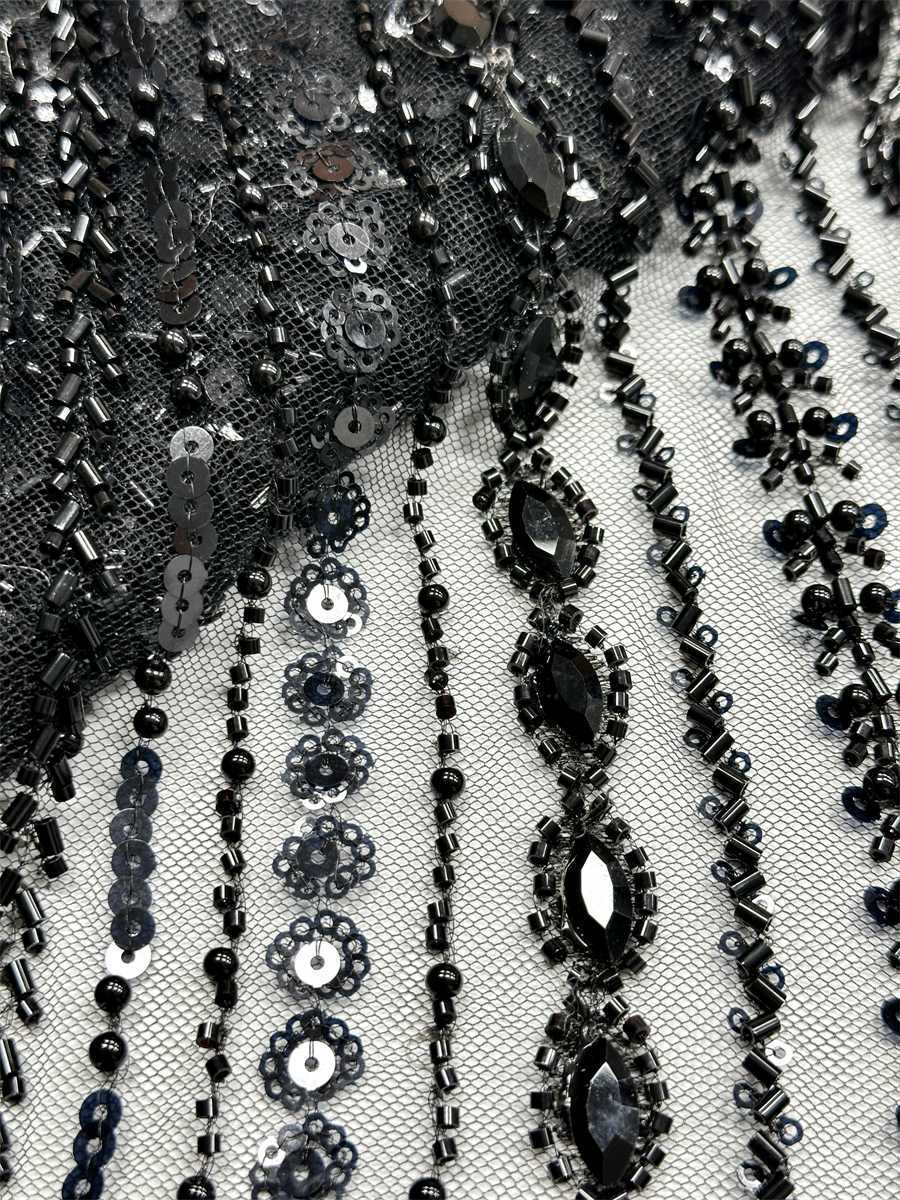 Jeweled Tulle Fabric - 5 Yards - Embellished Fabric for Prom Dresses | HN789