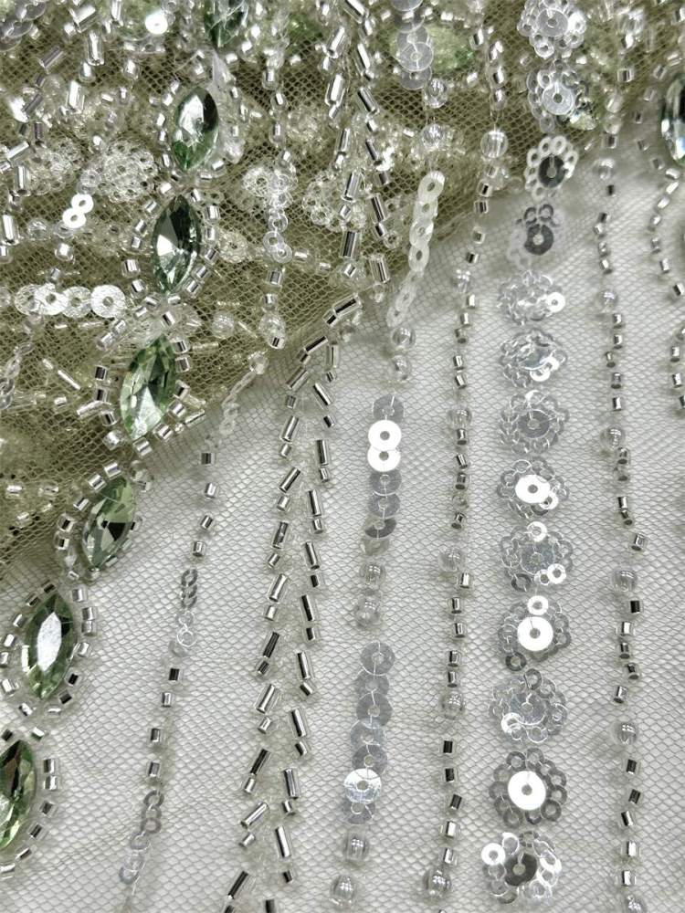 Jeweled Tulle Fabric - 5 Yards - Embellished Fabric for Prom Dresses | HN789