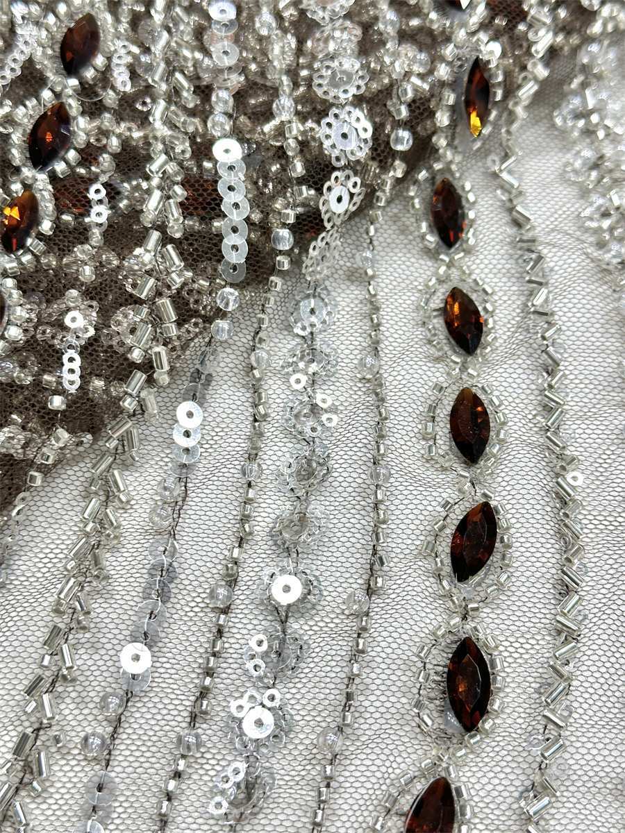 Jeweled Tulle Fabric - 5 Yards - Embellished Fabric for Prom Dresses | HN789
