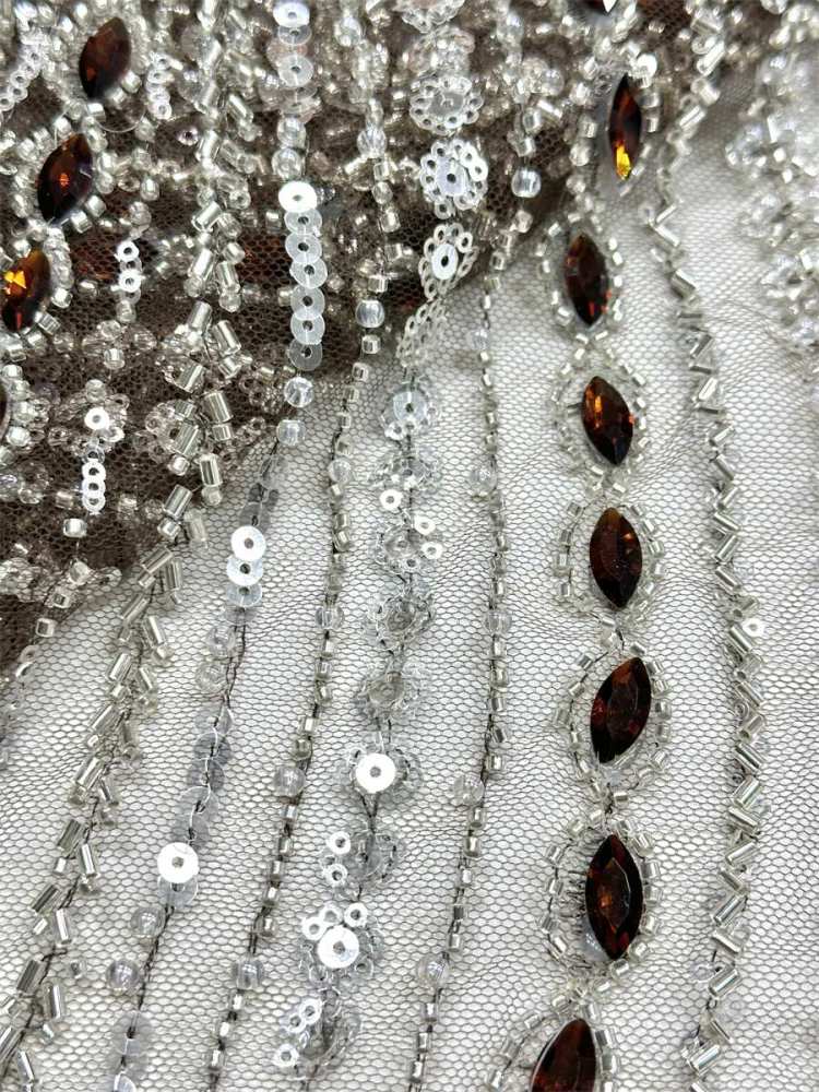 Jeweled Tulle Fabric - 5 Yards - Embellished Fabric for Prom Dresses | HN789