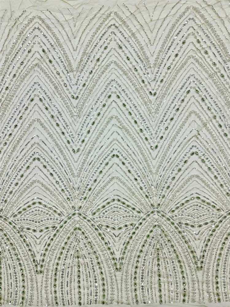 Beaded Tulle Fabric - 5 Yards - Embellished Fabric for Prom Dresses | HN789