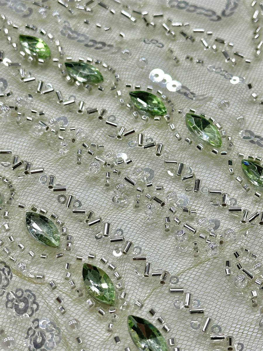 Jeweled Tulle Fabric - 5 Yards - Embellished Fabric for Prom Dresses | HN789