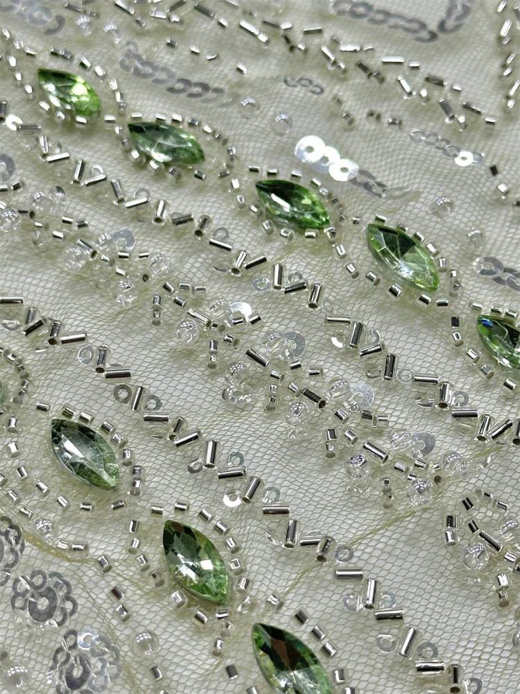 Jeweled Tulle Fabric - 5 Yards - Embellished Fabric for Prom Dresses | HN789