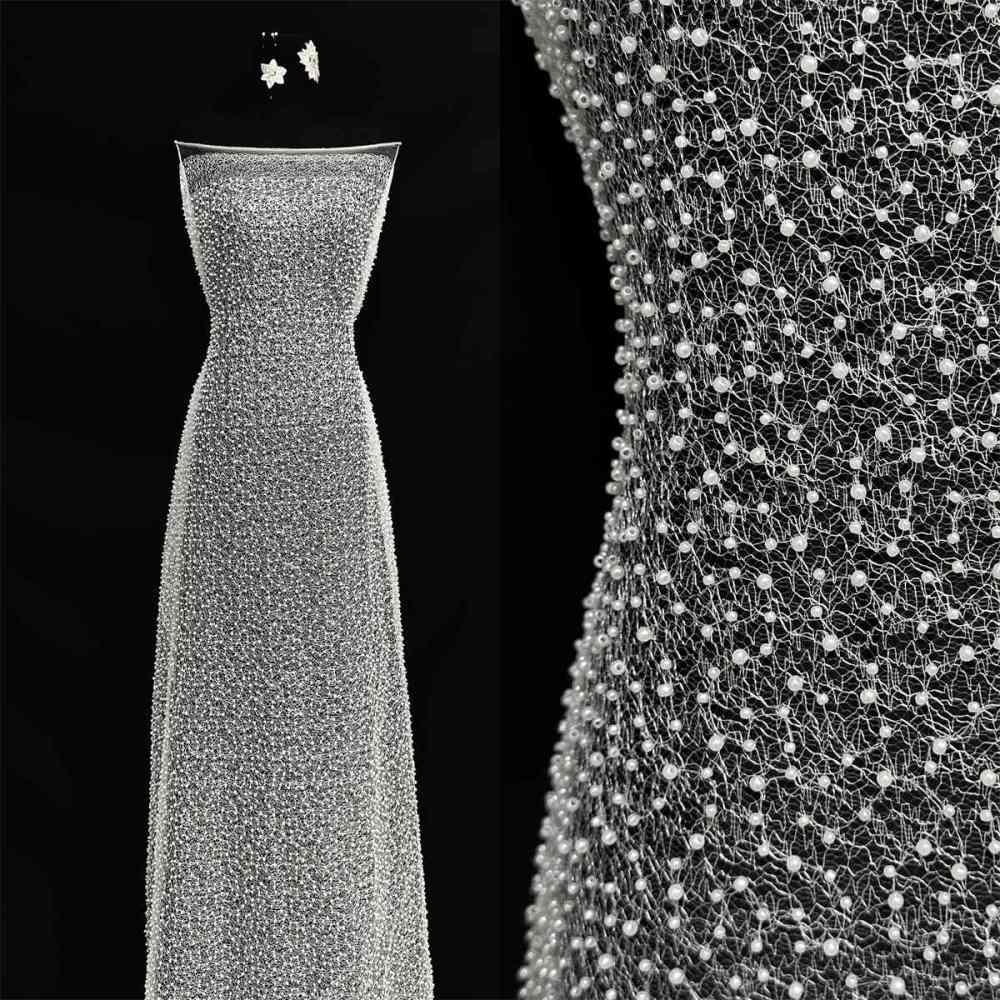 Beaded Tulle Fabric - 5 Yards - Embellished Fabric for Prom Dresses | HN791