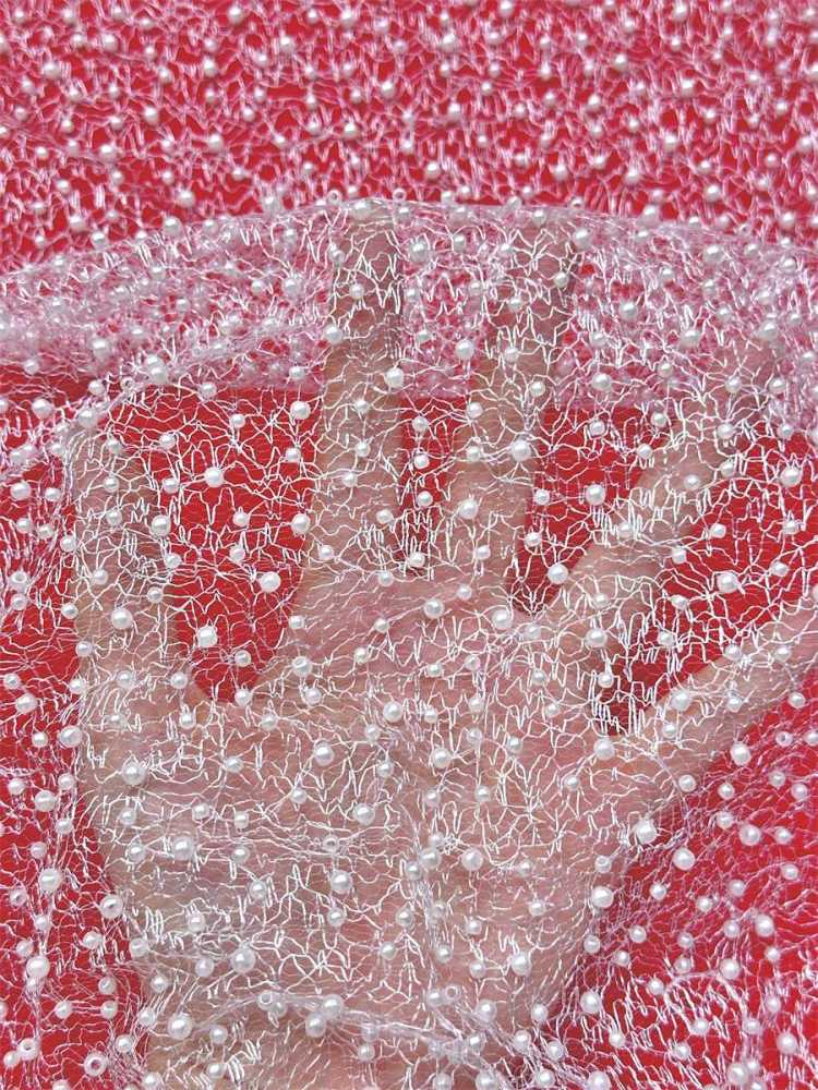 Beaded Tulle Fabric - 5 Yards - Embellished Fabric for Prom Dresses | HN791