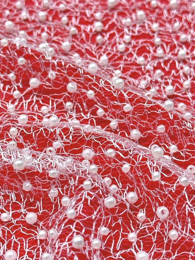 Beaded Tulle Fabric - 5 Yards - Embellished Fabric for Prom Dresses | HN791