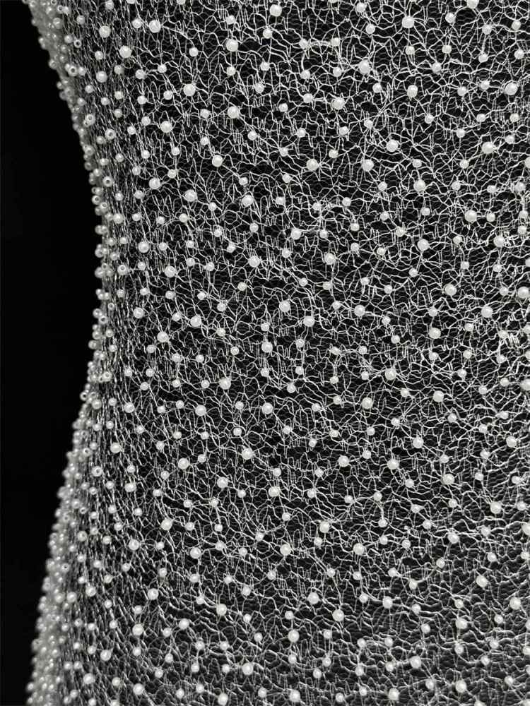 Beaded Tulle Fabric - 5 Yards - Embellished Fabric for Prom Dresses | HN791