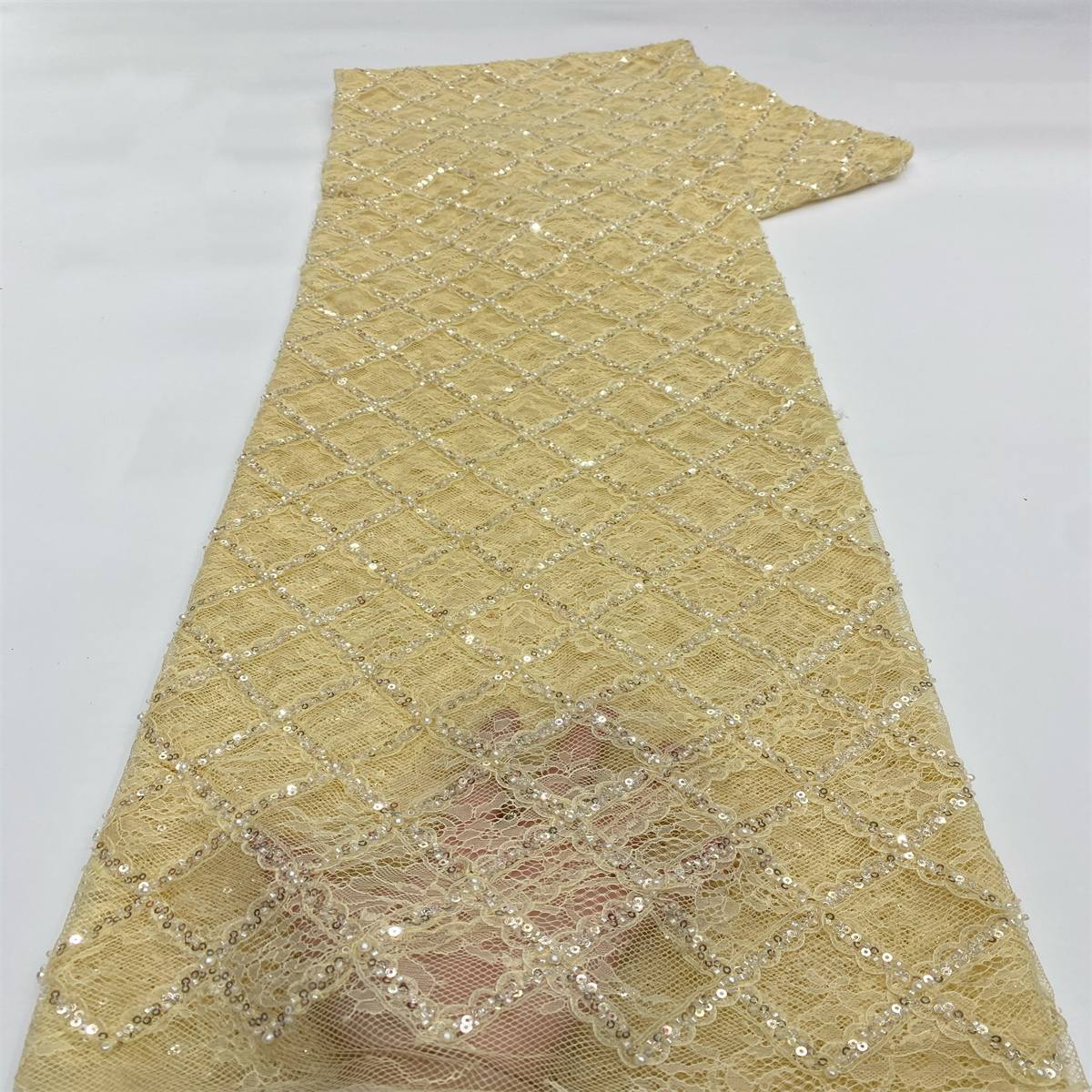 Beaded Lace Fabric - 5 Yards | MOD JX507