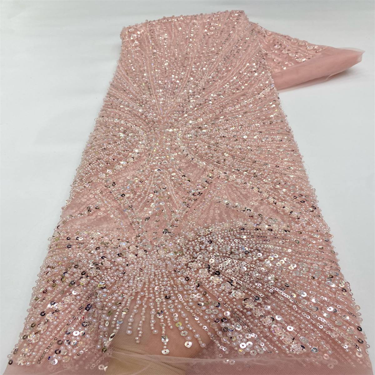 Beaded Tulle Fabric - 5 Yards - Embellished Fabric for Prom Dresses | MOD JX508