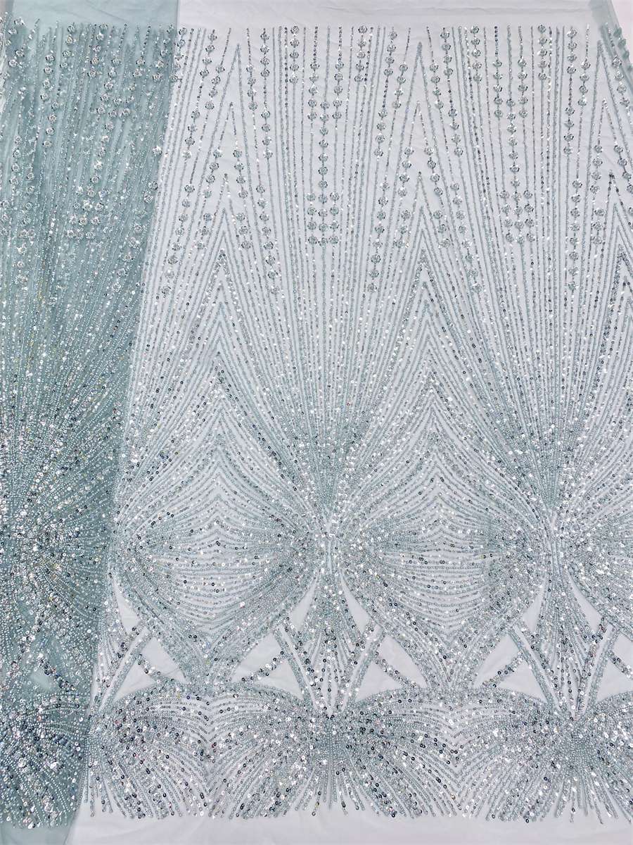 Beaded Tulle Fabric - 5 Yards - Embellished Fabric for Prom Dresses | MOD JX508