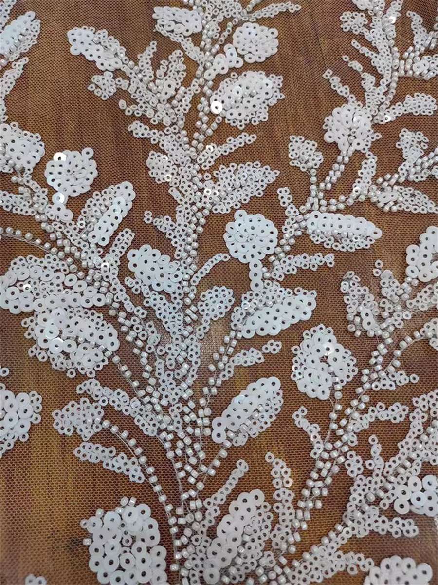 Bridal Lace Fabric - 1 Yard -  Beaded Wedding Lace Fabric | Ref. RX003