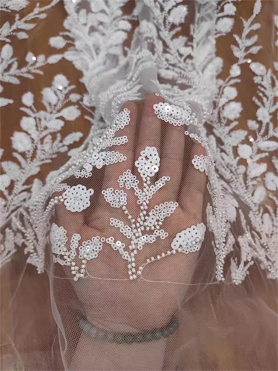 Bridal Lace Fabric - 1 Yard -  Beaded Wedding Lace Fabric | Ref. RX003