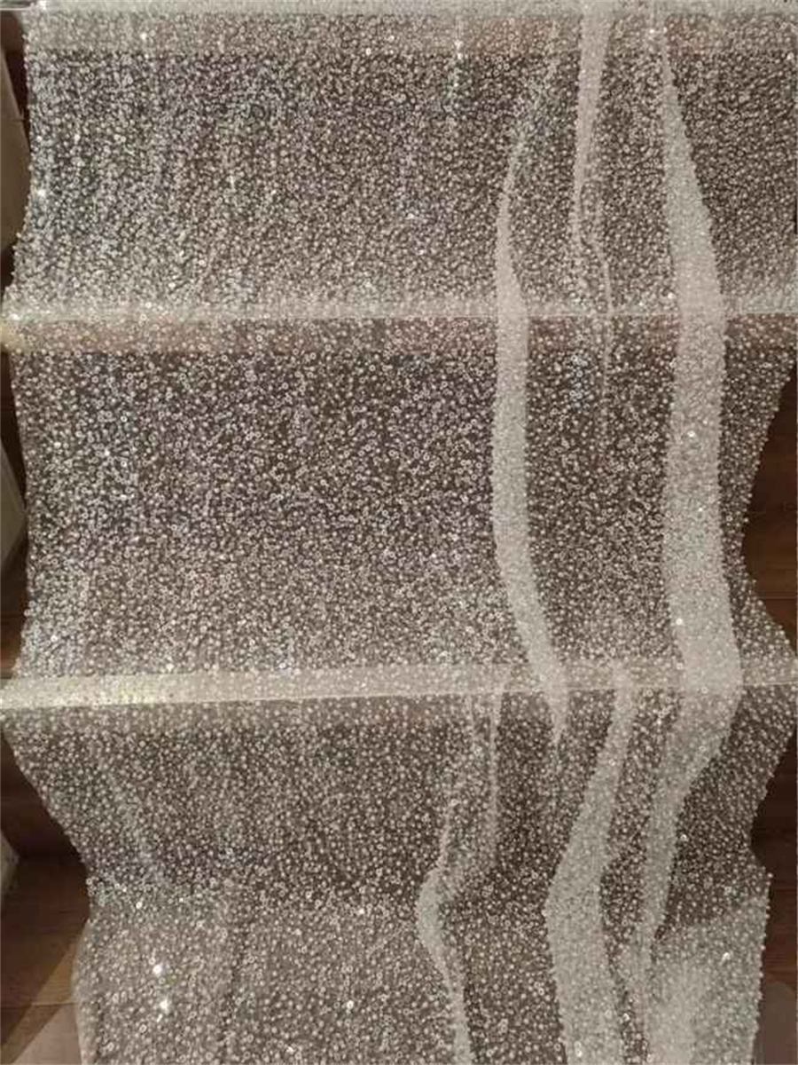 Bridal Lace Fabric - 1 Yard - Beaded Wedding Lace Fabric | COD RX021