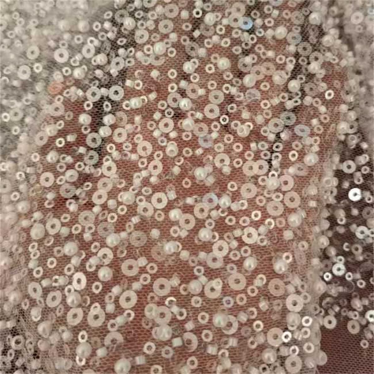Bridal Lace Fabric - 1 Yard - Beaded Wedding Lace Fabric | COD RX021