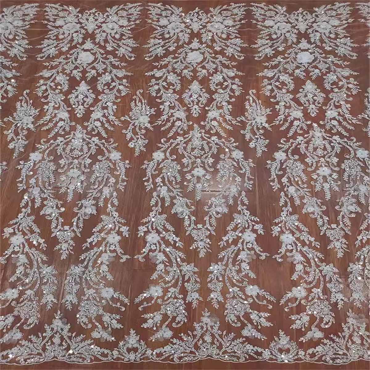 Bridal Lace Fabric - 1 Yard - Beaded Wedding Lace Fabric | COD RX040