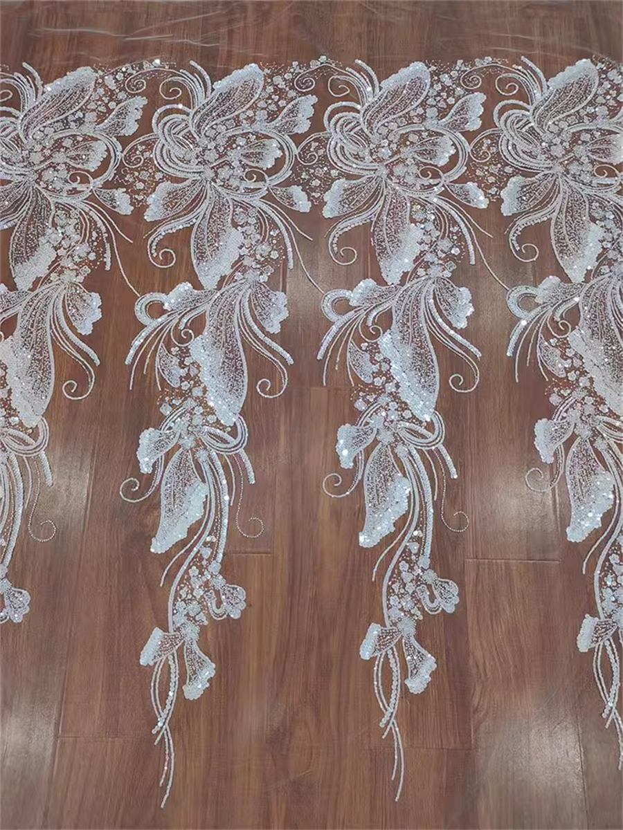 Bridal Lace Fabric - 1 Yard - Beaded Wedding Lace Fabric | COD RX051