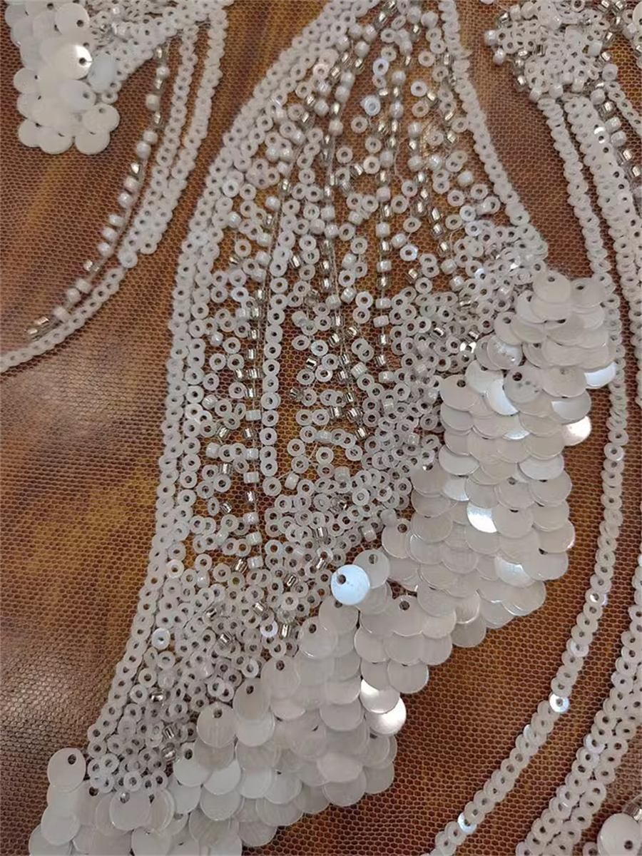 Bridal Lace Fabric - 1 Yard - Beaded Wedding Lace Fabric | COD RX051