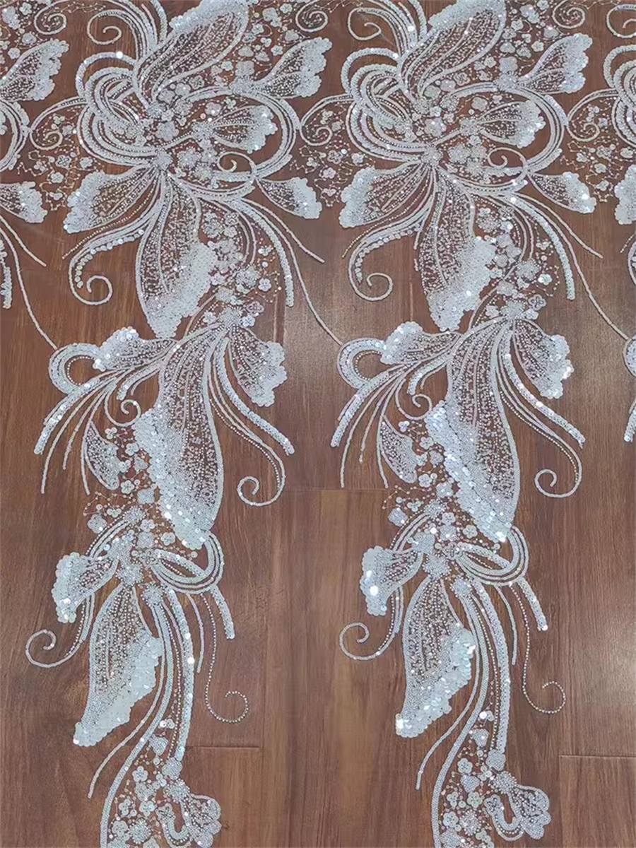 Bridal Lace Fabric - 1 Yard - Beaded Wedding Lace Fabric | COD RX051