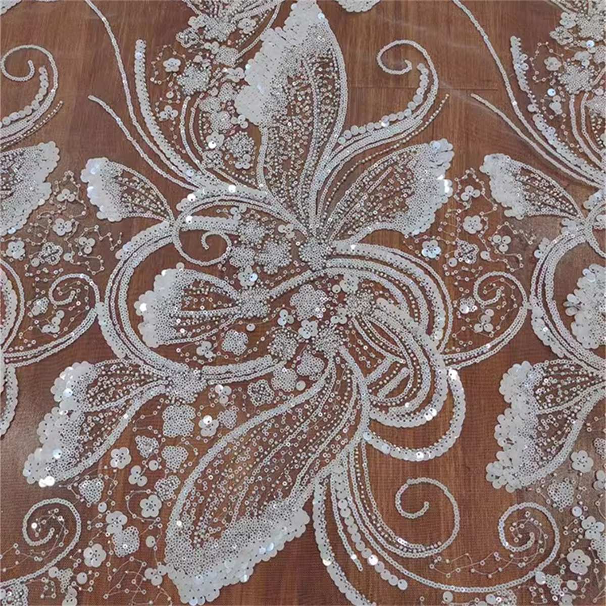 Bridal Lace Fabric - 1 Yard - Beaded Wedding Lace Fabric | COD RX051