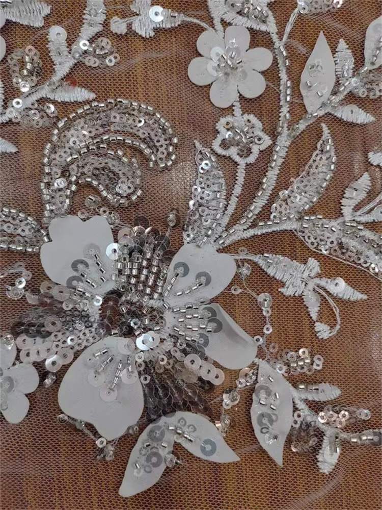 Bridal Lace Fabric - 1 Yard - Embroidered Beaded Wedding Lace Fabric | COD RX053