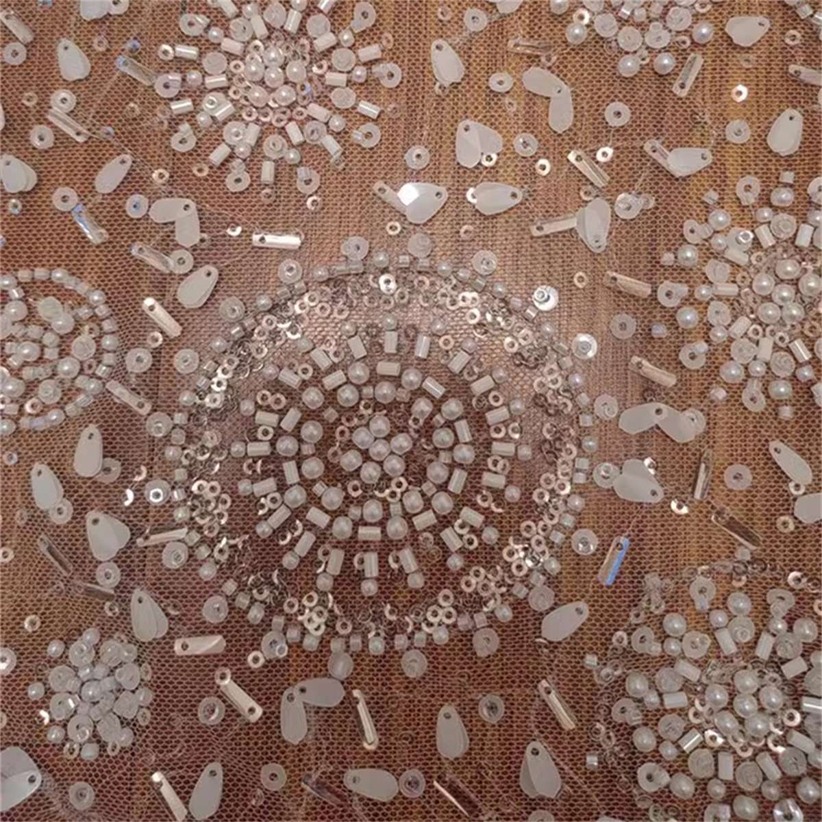 Bridal Lace Fabric - 1 Yard - Beaded Wedding Lace Fabric | COD RX083