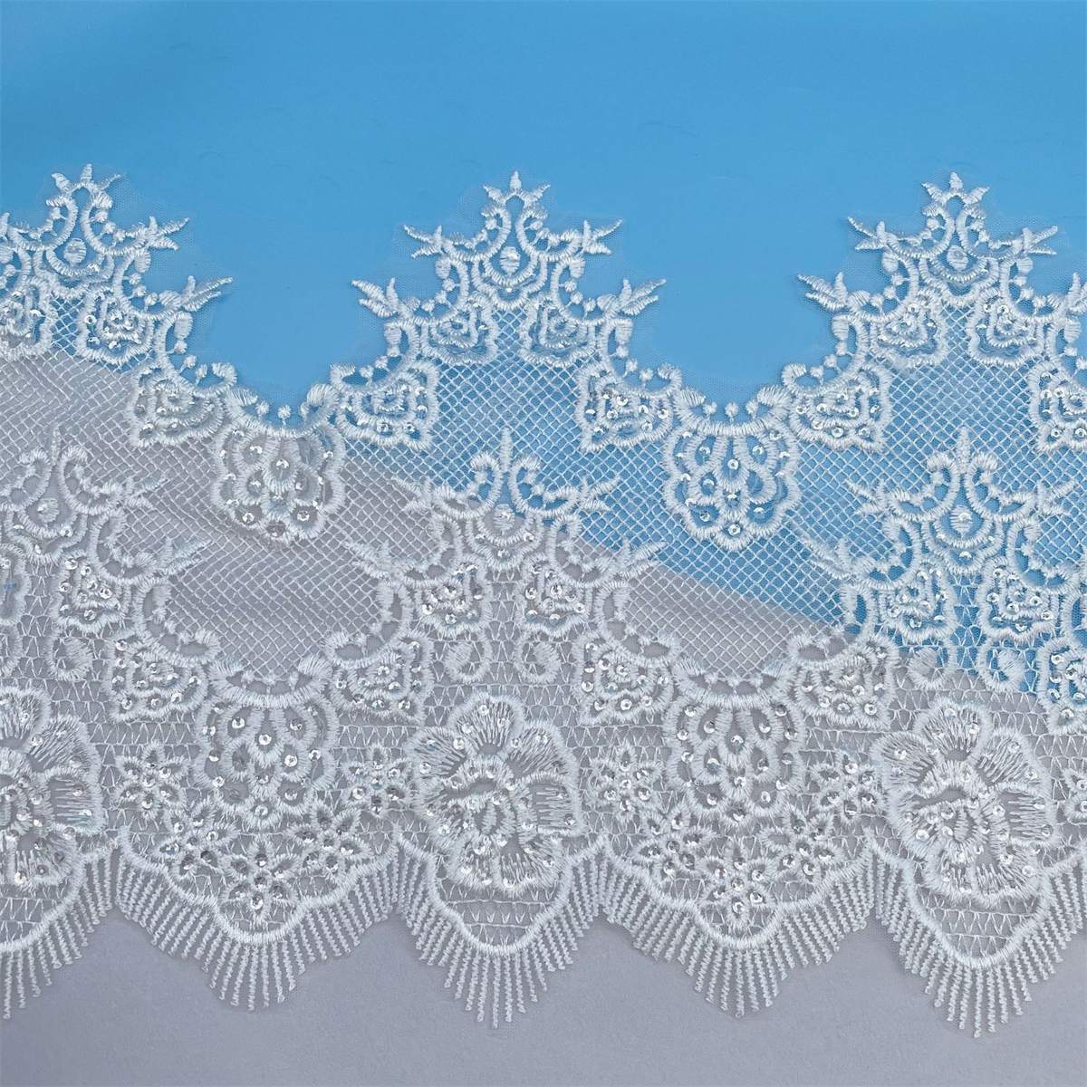 Bridal Lace Trim - 10 Yards - Embroidered Sequin Wedding Lace Trim