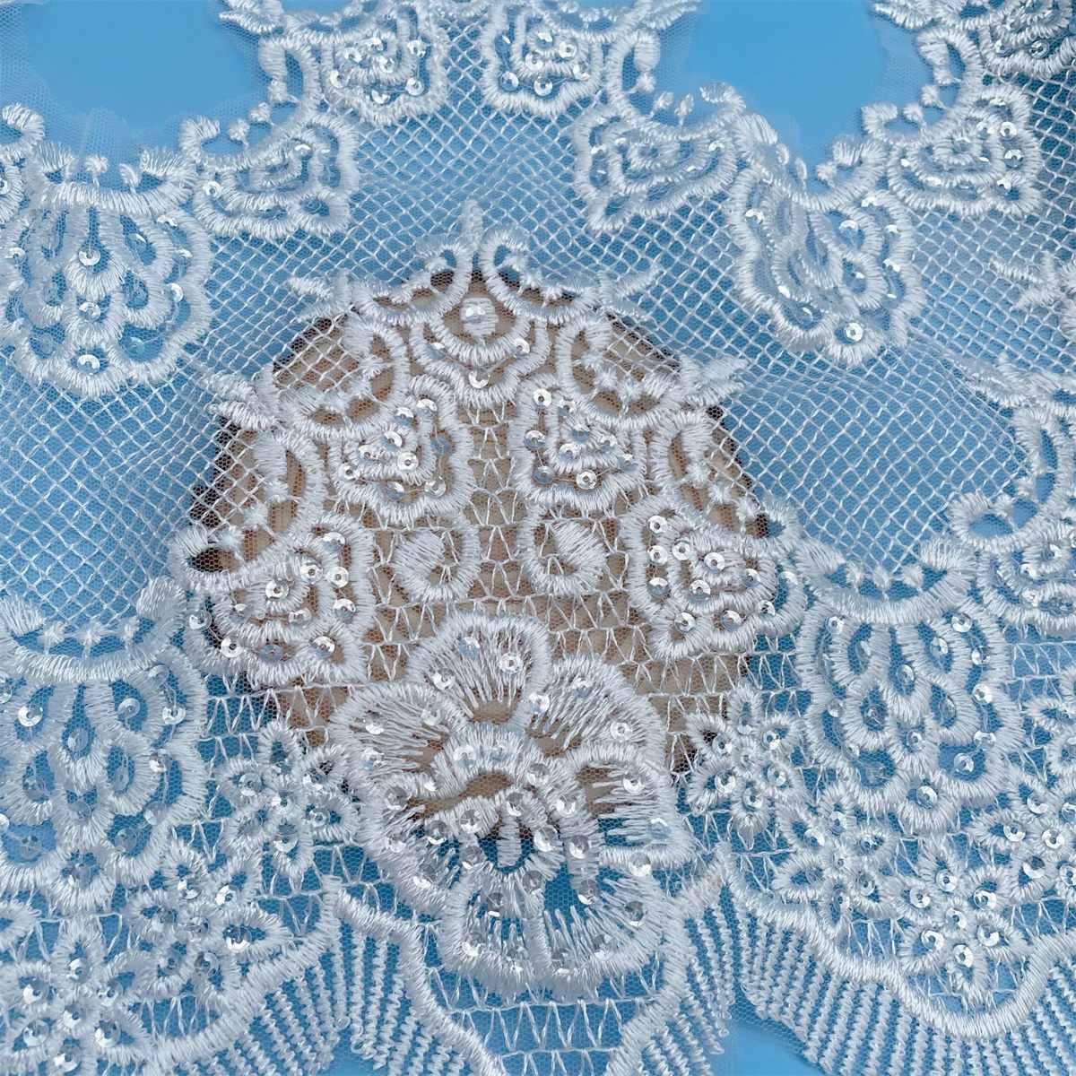 Bridal Lace Trim - 10 Yards - Embroidered Sequin Wedding Lace Trim