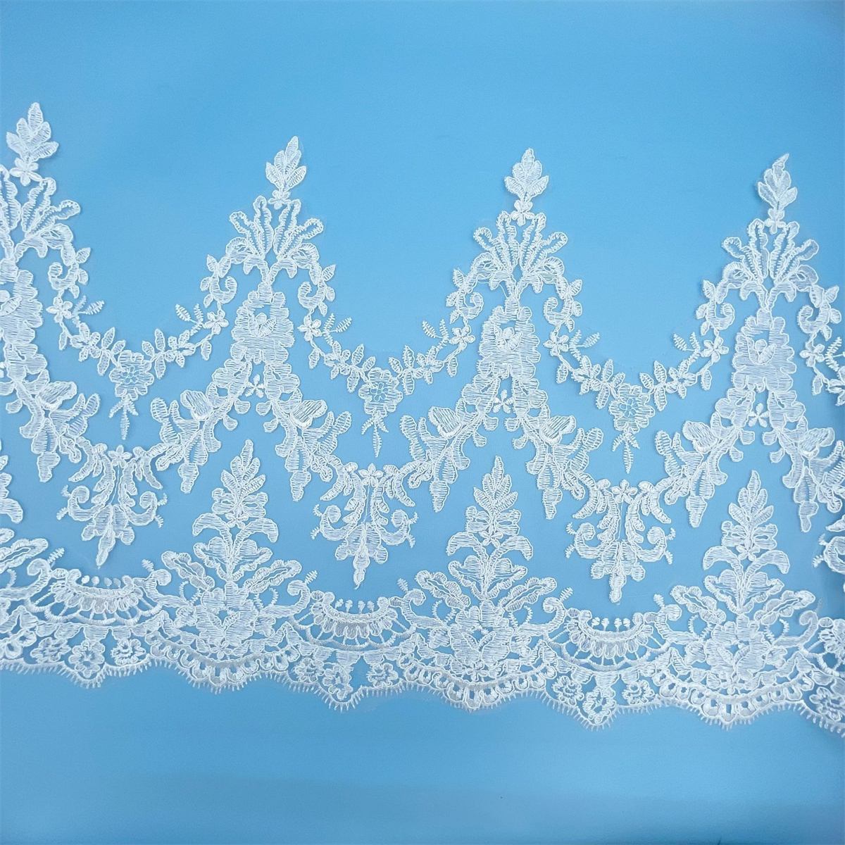 Bridal Lace Trim - 10 Yards - Corded Embroidered Wedding Lace Trim
