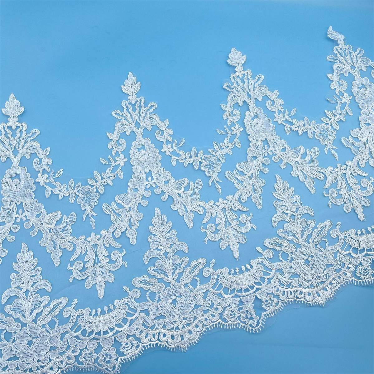 Bridal Lace Trim - 10 Yards - Corded Embroidered Wedding Lace Trim