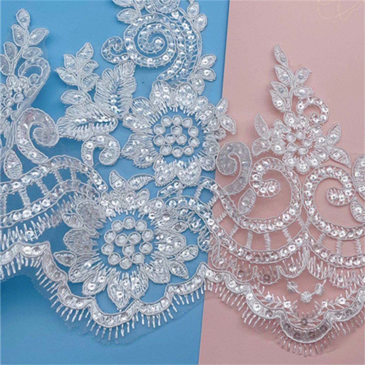 Bridal Lace Trim - 10 Yards - Corded Embroidered Wedding Lace Trim