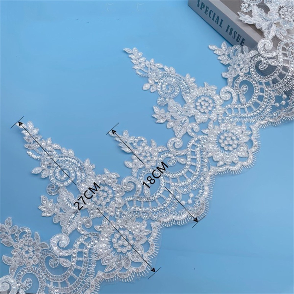 Bridal Lace Trim - 10 Yards - Corded Embroidered Wedding Lace Trim