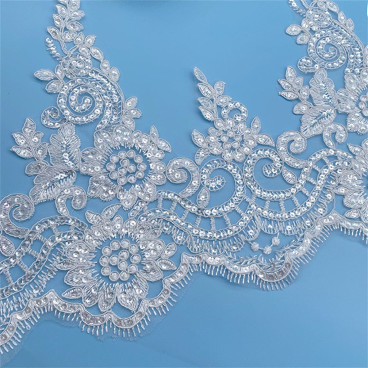 Bridal Lace Trim - 10 Yards - Corded Embroidered Wedding Lace Trim