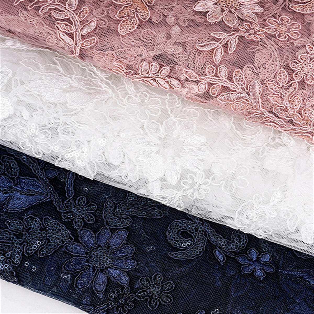 Corded Embroidered Sequin Lace Fabric - 1 Yard | MOD DX009